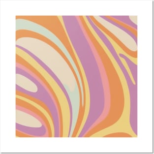 Cute Retro Swirl Abstract 70s Posters and Art